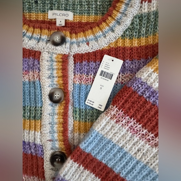 NWT Size S -Anthropologie Ribbed Cardigan Sweater Assorted Stripe (NWT US$ 158) - Picture 6 of 16